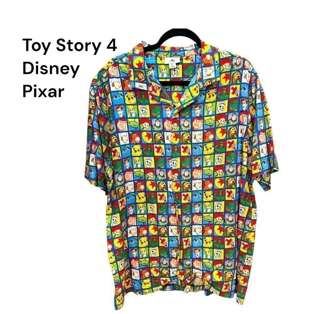 Disney Parks Toy Story 4  Pixar Men's Button Down 
Colorful Graphic Men's Shirt